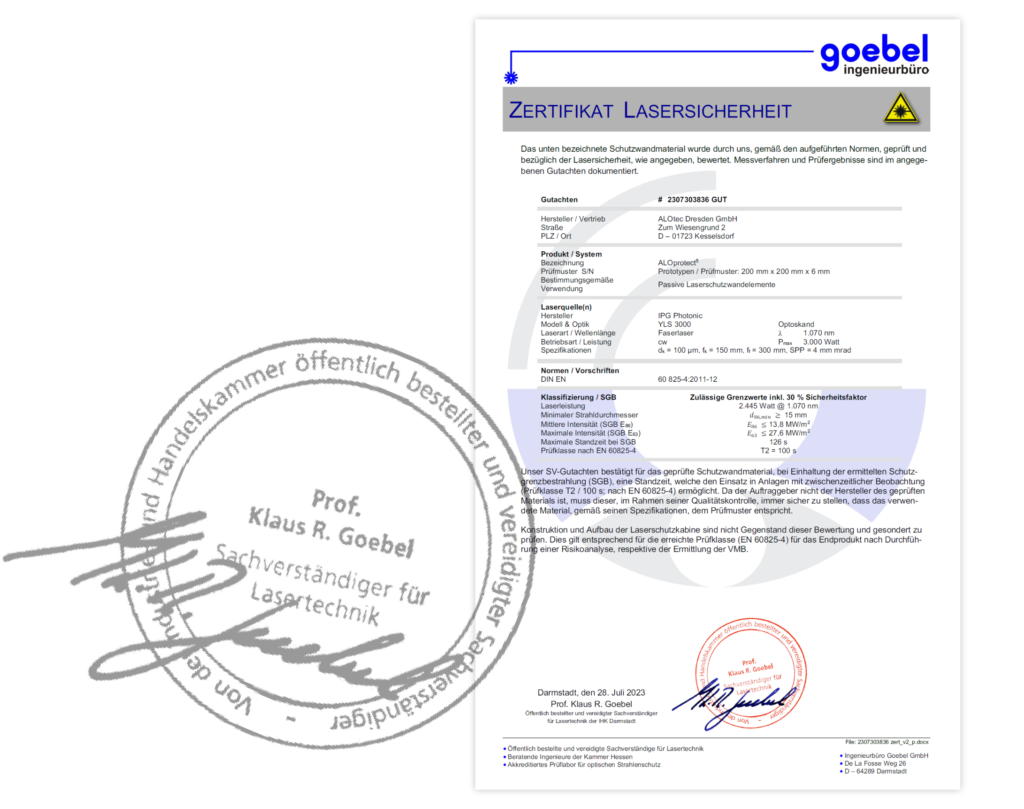Mit Bestwerten durch das renommierte Ingenieurbüro Prof. Klaus R. Göbel getestet und zertifiziert.