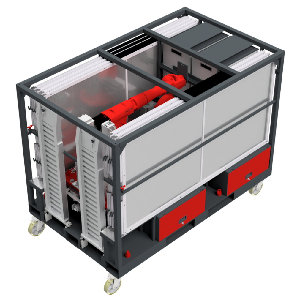 Mobile station for safety barriers and robots